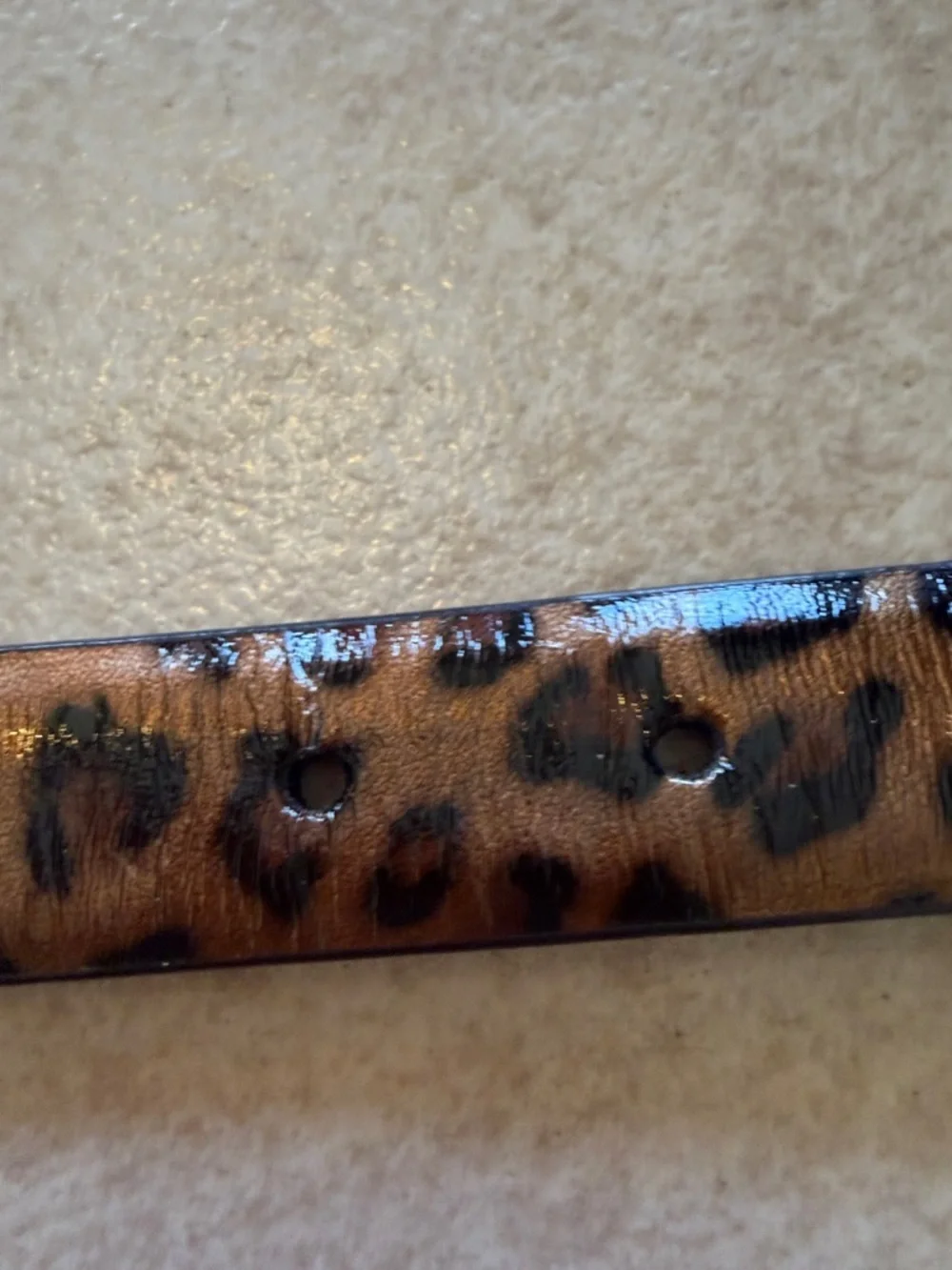 Leopard Print Women's Leather Belt - Brown